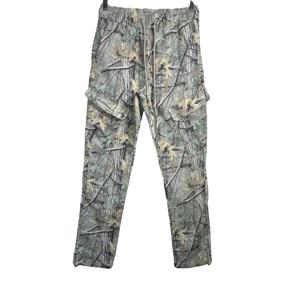 Saints Studio Mens Real Tree Camo Cargo Pants Pleated Drawstring Small